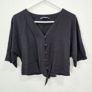Abercrombie & Fitch | Tie Front Button Up Top Black Medium